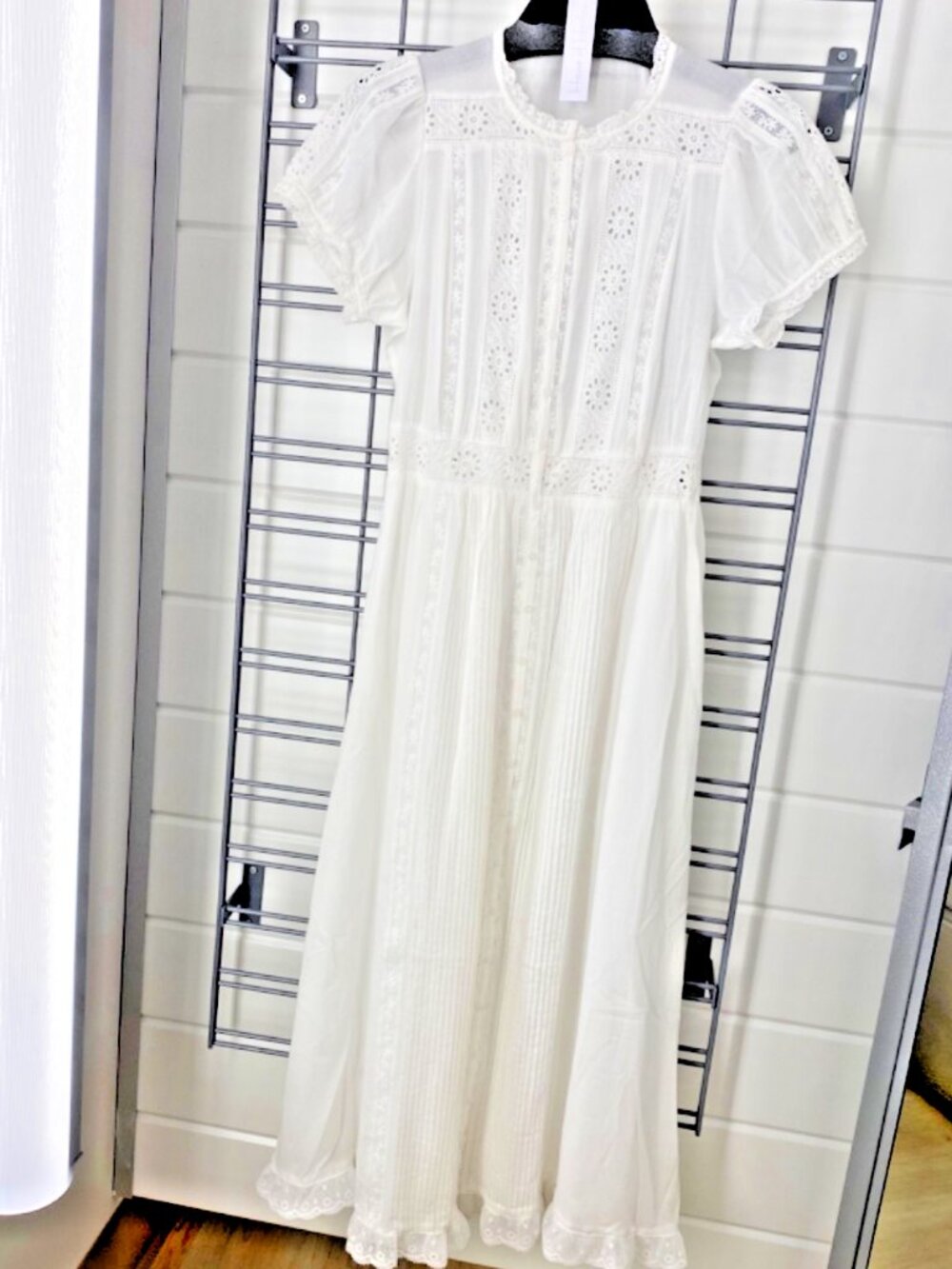 House of Harlow 1960 White embroidered lace cotton short sleeve Midi Dress